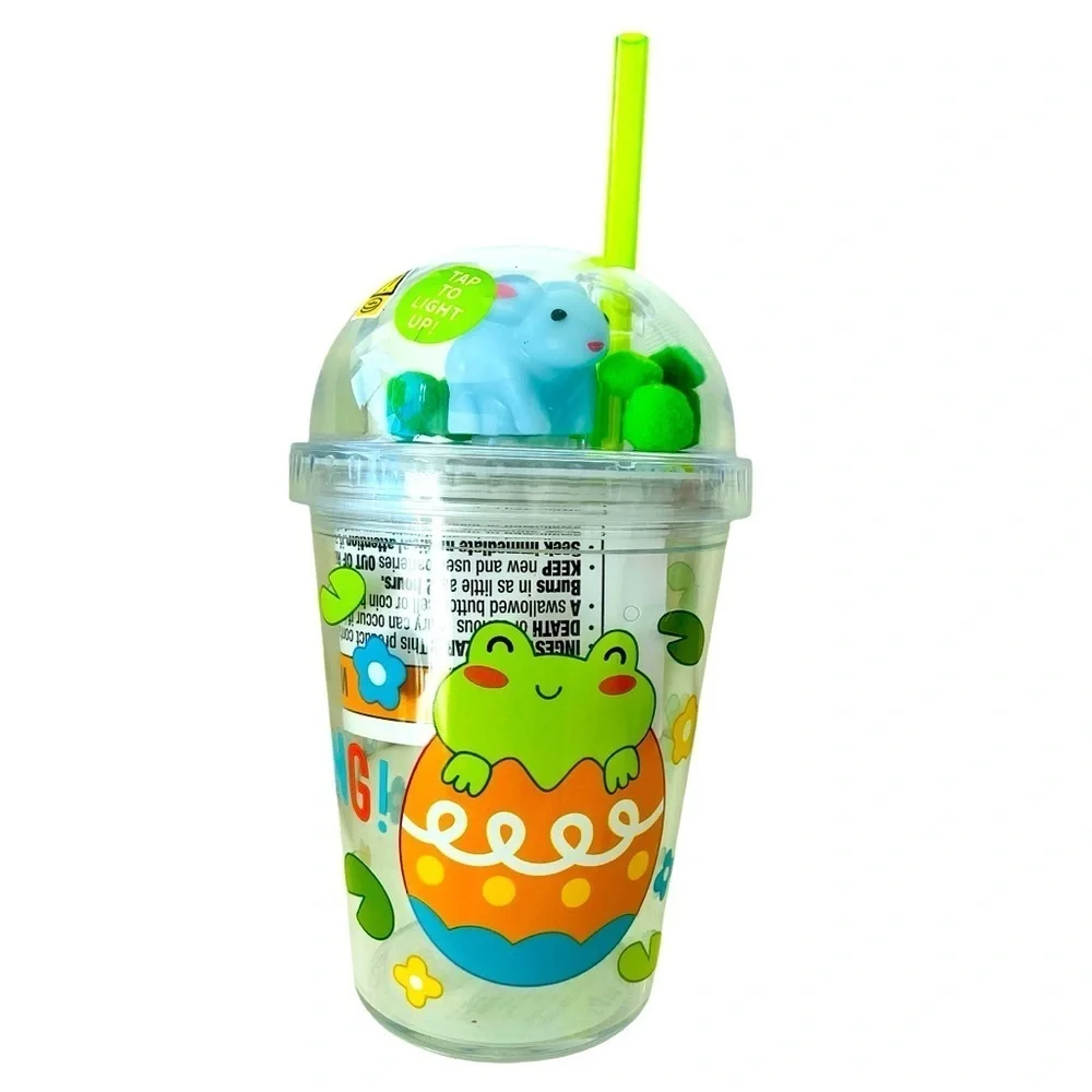 Keroppi Light-Up Straw Tumbler Cup Kids Frog Dome Lid Glitter NEW